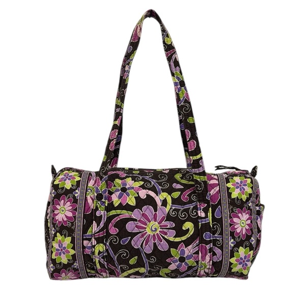 Vera Bradley Purple Punch Retired Brown Pink Green Travel Shoulder Duffle Bag - Picture 5 of 13